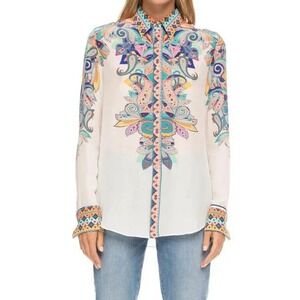 Maximalist Robert Graham Silk Blend Paisley Size Small Long Sleeve Button Down
